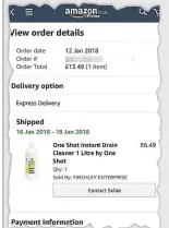  ??  ?? RECEIPT Our acid order from Amazon