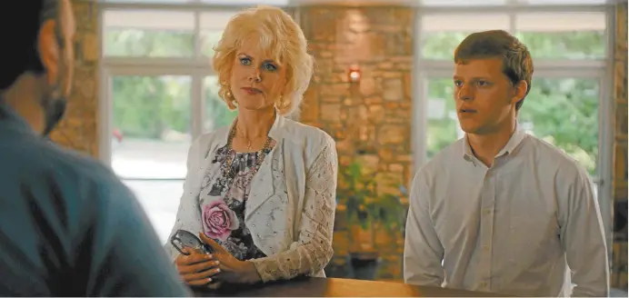  ??  ?? Nicole Kidman and Lucas Hedges as mother and son Nancy and Jared Eamons in Boy Erased (above), and Théodore Pellerin with Hedges(facing page).