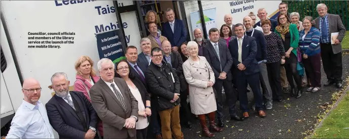  ??  ?? Councillor, council officials and members of the library service at the launch of the new mobile library.