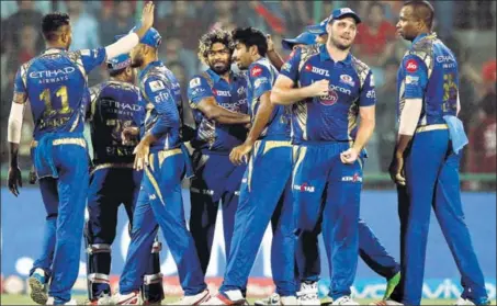  ?? BCCI ?? Mumbai Indians’ Lasith Malinga became the first bowler to claim 150 wickets in IPL, on Saturday.
