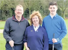  ??  ?? Rothley Park’s captain for the 2018 season, Paul Roberts, Kim Turner and Ben Spillane.