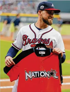 ?? JOHN BAZEMORE / ASSOCIATED PRESS ?? Atlanta’s Ender Inciarte, who got his All-Star jersey last week, will go to his first All-Star game Tuesday as the lone Braves representa­tive.