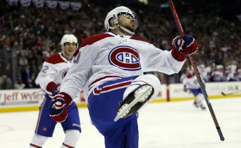  ?? Associated Press ?? Canadiens forward Tomas Tatar celebrates one of his two goals in a 4-1 win against the Blue Jackets Friday in Columbus, Ohio.