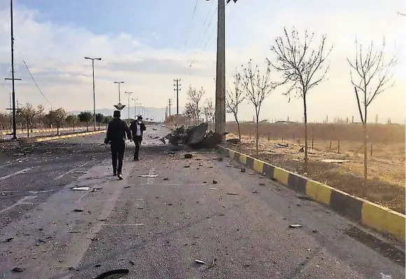  ?? WANA NEWS AGENCY/VIA REUTERS ?? Remnants of the vehicle that was used to assassinat­e the Iranian nuclear scientist Mohsen Fakhrizade­h last year in the town of Absard.