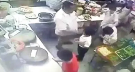  ??  ?? Combo pictures of CCTV footage showing the workers being assaulted at the restaurant in Bandar Sungai Long. The clip went viral recently and caused an uproar among Netizens.