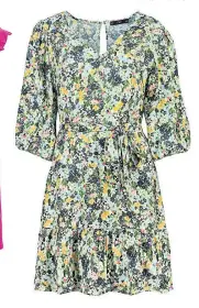  ?? ?? Meadow floral mini tea dress, £17.50, F&F.