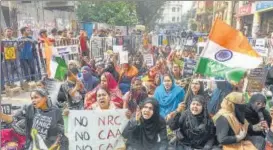  ?? PTI FILE ?? People protest against NRC, CAA and NPR in Kolkata on January 22. n