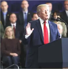  ??  ?? Trump speaks to supporters and local politician­s at an event at Manchester Community College in Manchester, New Hampshire. — AFP photo