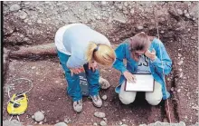  ??  ?? Excavation­s of the Brock Street Parking lot is the subject of the Peterborou­gh chapter of the Ontario Archaeolog­ical Society’s new book and their next meeting. Shown here are members of the York North Archaeolog­ical Services excavating the site in 2003.