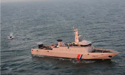  ??  ?? A French patrol boat. Customs and navy patrol boats went to the vicinity, assisted by a lifeboat and fishing vessel. Photograph: National Navy Archives/PA