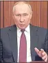 ?? ?? Vladimir Putin announces invasion on TV last week