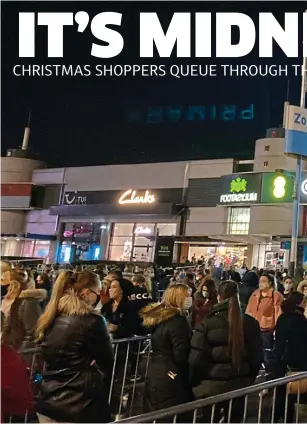  ??  ?? Bustle after bedtime: Primark shoppers in Birmingham and (right) the scene in Liverpool city centre