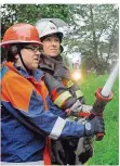  ?? FOTO: ANDREAS LANG ?? Die Jugendwehr zeigte bei der Jahreshaup­tübung am Wasserwerk Rentrisch ihr Können.