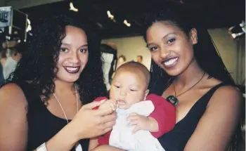  ?? ?? Teremoana Rapley with her eldest son Kahuti in 1994 while shooting Akona te reo with Mina Ripia, an original member of Moana and the Moahunters.