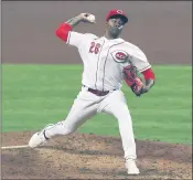  ?? THE ASSOCIATED PRESS FILE – 2020 ?? New Angels closer Raisel Iglesias compiled 106 saves in six seasons with the Reds, including a career-high 34 in 2019.