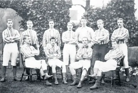  ??  ?? Bob Roberts with his Albion teammates, again wearing England shirt and cap