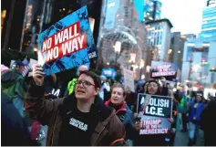  ??  ?? File photo shows people protesting against Trump’s declaratio­n of a national emergency to build a border wall, at Trump Internatio­nal Hotel &amp; Tower in Manhattan, New York. — Reuters photo