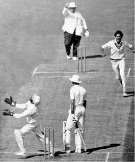  ?? THE HINDU PHOTO LIBRARY ?? One of the best: An incident from the 1982 India-england Test in Calcutta is a glorious tribute to the competence of Indian umpires. Only wicketkeep­er Syed Kirmani claimed a catch as David Gower played a cut o Ravi Shastri. The bowler had not appealed and Kishen raised his finger. Some of Gower’s teammates in the dressing room thought he had been done in by the umpire. They were in for a surprise when Gower reportedly remarked he had got a faint edge. Only Kirmani, Gower and Kishen could pick the sound of the ‘nick’ and not even the bowler and close-in fielders.