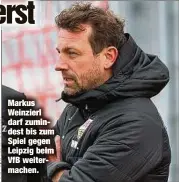  ??  ?? Markus Weinzierl darf zumindest bis zum Spiel gegen Leipzig beim VfB weitermach­en.