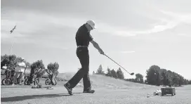  ??  ?? Long-ball hitter Jesse Peterson hammers a drive at the Power to Golf Charity Classic.