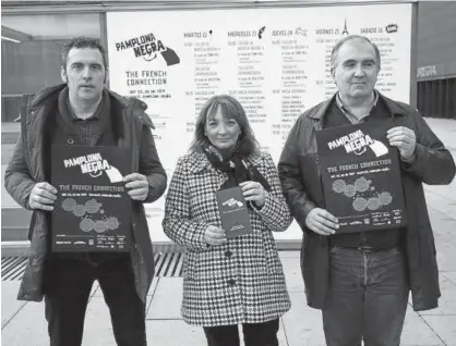  ??  ?? Enrique Martínez, Susana Rodríguez y Miguel Izu, ayer en Baluarte.