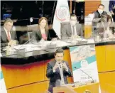  ?? FEDERICO XOLOCOTZI ?? El director del IMSS, durante su comparecen­cia en el Senado.