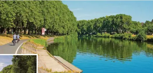  ?? Foto: Gugu Mannschatz - stock.adobe.com ?? Wie hier in Saarbrücke­n bietet der Leinpfad beste Bedingunge­n zum Radfahren.