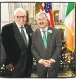  ?? Catherine Bigelow / Special to The Chronicle ?? S.F.-Cork Sister City committee cofounder John Moylan (left) and Mayor Ed Lee at City Hall for the Irish Flag raising March 3.