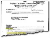  ?? ?? L’informativ­a La prima delle 62 pagine di informativ­a dei carabinier­i alla Procura della Repubblica di Reggio Emilia sulla scomparsa e l’omicidio di Saman Abbas, all’interno della quale viene riprodotta la foto del bacio