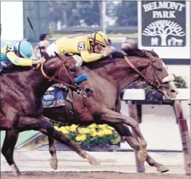  ?? Garry Jones/associated Press ?? Union Rags (right), under jockey John Velazquez, powers past Paynter and jockey Mike Smith to win the 144th Belmont Stakes in a photo finish on Saturday.