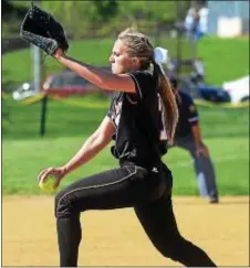  ?? Trentonian file photos by Gregg Slaboda ?? Pennsbury senior Val Buehler delivers a pitch for the Falcons, who made it all the way to the District One and PIAA semifinals.