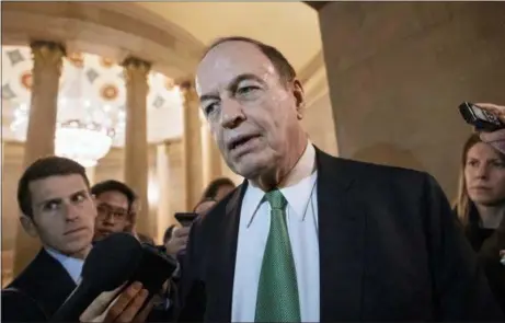  ?? J. SCOTT APPLEWHITE — THE ASSOCIATED PRESS ?? Sen. Richard Shelby, R-Ala., chair of the Senate Appropriat­ions Committee, pauses for reporters as he and other senior bipartisan House and Senate negotiator­s try to strike a border security compromise in hope of avoiding another government shutdown, at the Capitol Washington, Monday.