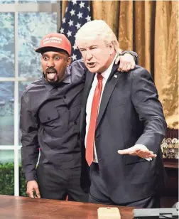  ?? NBC ?? Chris Redd, left, and Alec Baldwin reprise a Kanye West meeting with President Donald Trump. The show’s jokes have grown tiresome.