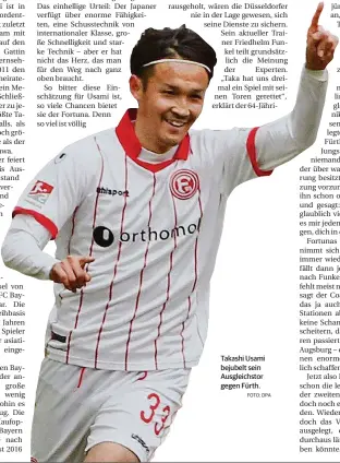  ?? FOTO: DPA ?? Takashi Usami bejubelt sein Ausgleichs­tor gegen Fürth.