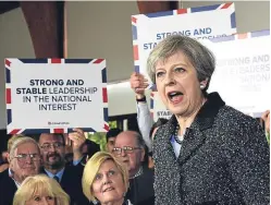  ?? Picture: PA. ?? Theresa May campaignin­g in South Wales in an election Pete believes has been called only to serve the Tories’ narrow self-interests.