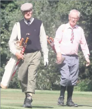  ??  ?? Bob Staples (left) and Eddie Simner dressed in appropriat­e attire for Canterbury’s Hickory Challenge
