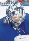  ?? RICK MADONIK/TORONTO STAR ?? Leaf No. 1 netminder Frederik Andersen is on pace to break the franchise win mark.