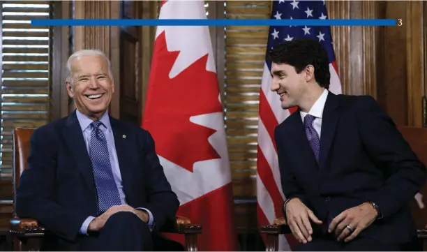  ?? Scotti photo Adam ?? Then Vice President Joe Biden, weeks before leaving office in 2016, with Justin Trudeau in the PM’s former Centre Block office. Biden takes office as President in January 2021 with the US, Canada and the world in a very different place with the pandemic and a new post-Trump political era.