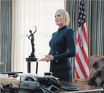  ?? DAVID GIESBRECHT NETFLIX ?? Season 6 of “House of Cards” shifts the focus to Claire, played by Robin Wright.