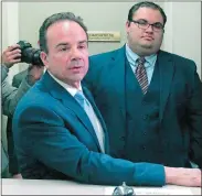  ?? DAVE COLLINS/AP PHOTO ?? Bridgeport Mayor Joe Ganim files papers to run for Connecticu­t governor Wednesday in Hartford.