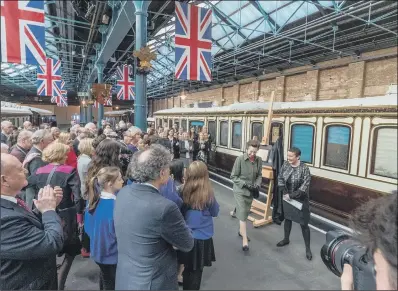  ?? PICTURE: JAMES HARDISTY ?? GUIDED TOUR: The Princess Royal sees the completed restoratio­n of the Royal saloon carriage, originally built in 1869.