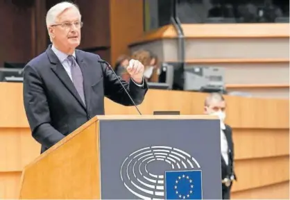  ?? Foto: Europa Press ?? Michel Barnier, durante su intervenci­ón en el Parlamento Europeo.