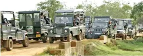  ??  ?? Average of 500 jeeps enters the Yala National Park each day carrying close to 2,000 visitors each day. Average area per jeep is ½ mile x ½ mile