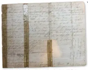  ??  ?? A letter written to Lucy by George Wenlock while serving with the 44th Regiment in Gibraltar in January 1854. George was a suitor after the death of James Curtis