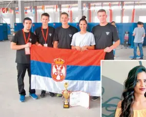  ??  ?? Jelena s ekipom drugara iz srednje tehničke škole u Lazarevcu osvajala je nagrade na mnogim evropskim i svetskim takmičenji­ma