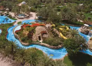  ??  ?? Above: Bedouin Suite private deck at Al Maha, A Luxury Collection Desert Resort; Emirates Palace pool west slides Below: Al Wadi Desert, Ras Al Khaimah