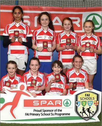  ??  ?? Ballapoust­a, winners of the Girls B Section in the FAI Louth five-a-side competitio­n.