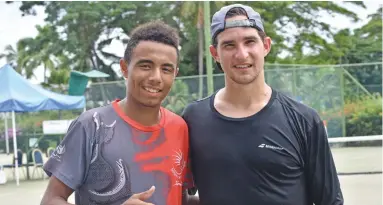  ?? Photo: Christine Ranuve ?? New Caledonia’s Incham Titjine with William O’Connell at the Denarau Golf and Racquet Club in Nadi on May 24, 2018.