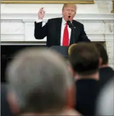  ?? EVAN VUCCI — THE ASSOCIATED PRESS ?? President Donald Trump speaks during a meeting with the members of the National Governors Associatio­n.