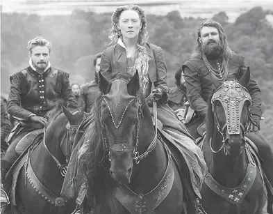  ?? UNIVERSAL PICTURES ?? Jack Lowden, Saoirse Ronan and James Mcardle drive a mostly one-sided narrative in Mary Queen of Scots.